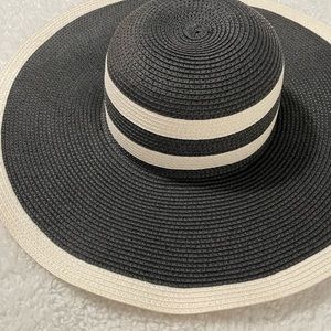 a new day Black and Cream Wide Brim Hat